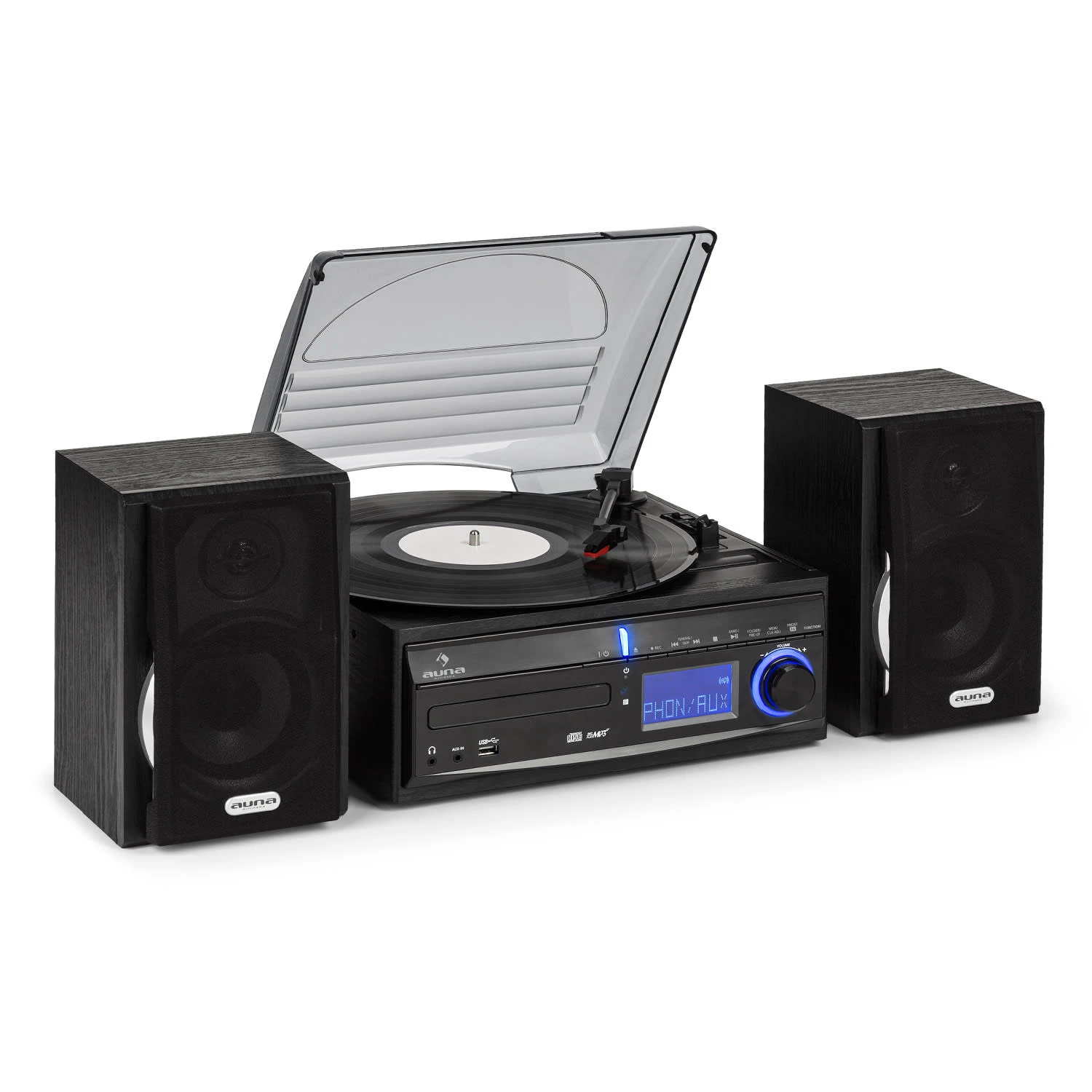 DS-2 Stereoanlage Plattenspieler CD MP3-Recorder USB AUX-In UKW Boxen 1 DS-2 Stereoanlage Plattenspieler CD MP3-Recorder USB AUX-In UKW Boxen