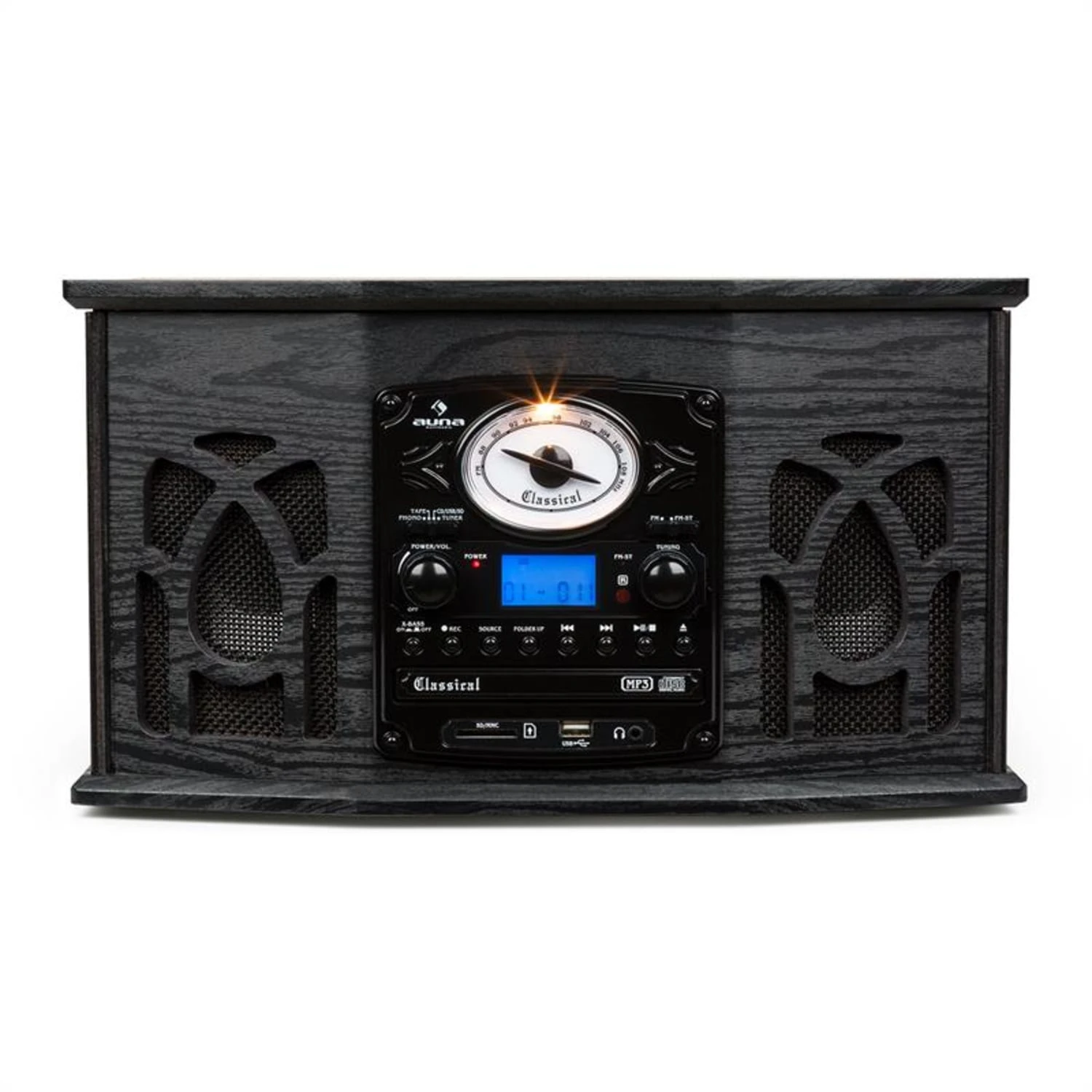 NR-620 Stereoanlage Plattenspieler MP3-Aufnahme Holzgehäuse Schwarz 3 NR-620 Stereoanlage Plattenspieler MP3-Aufnahme Holzgehäuse Schwarz – Bild 3