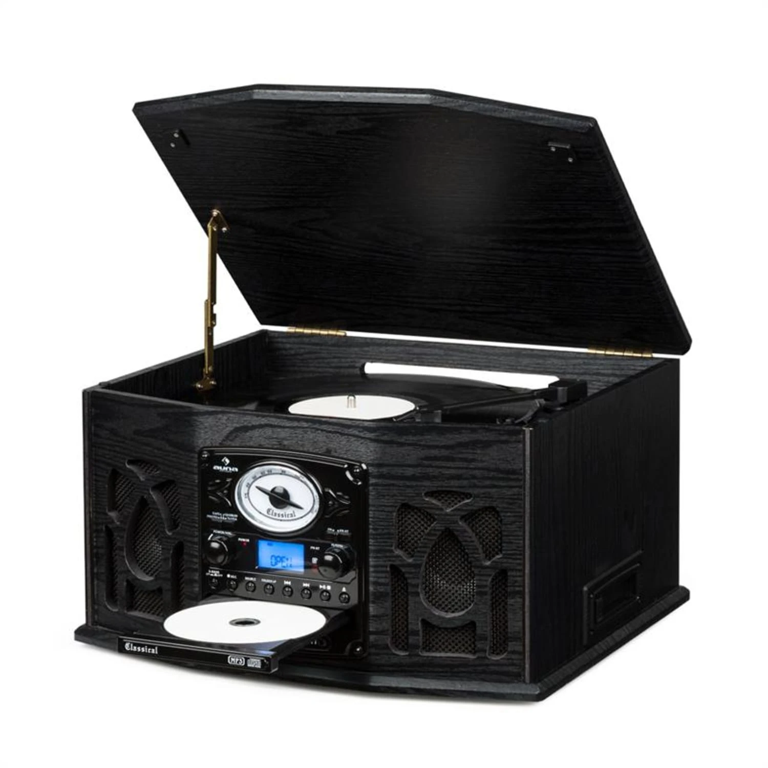 NR-620 Stereoanlage Plattenspieler MP3-Aufnahme Holzgehäuse Schwarz 8 NR-620 Stereoanlage Plattenspieler MP3-Aufnahme Holzgehäuse Schwarz – Bild 8