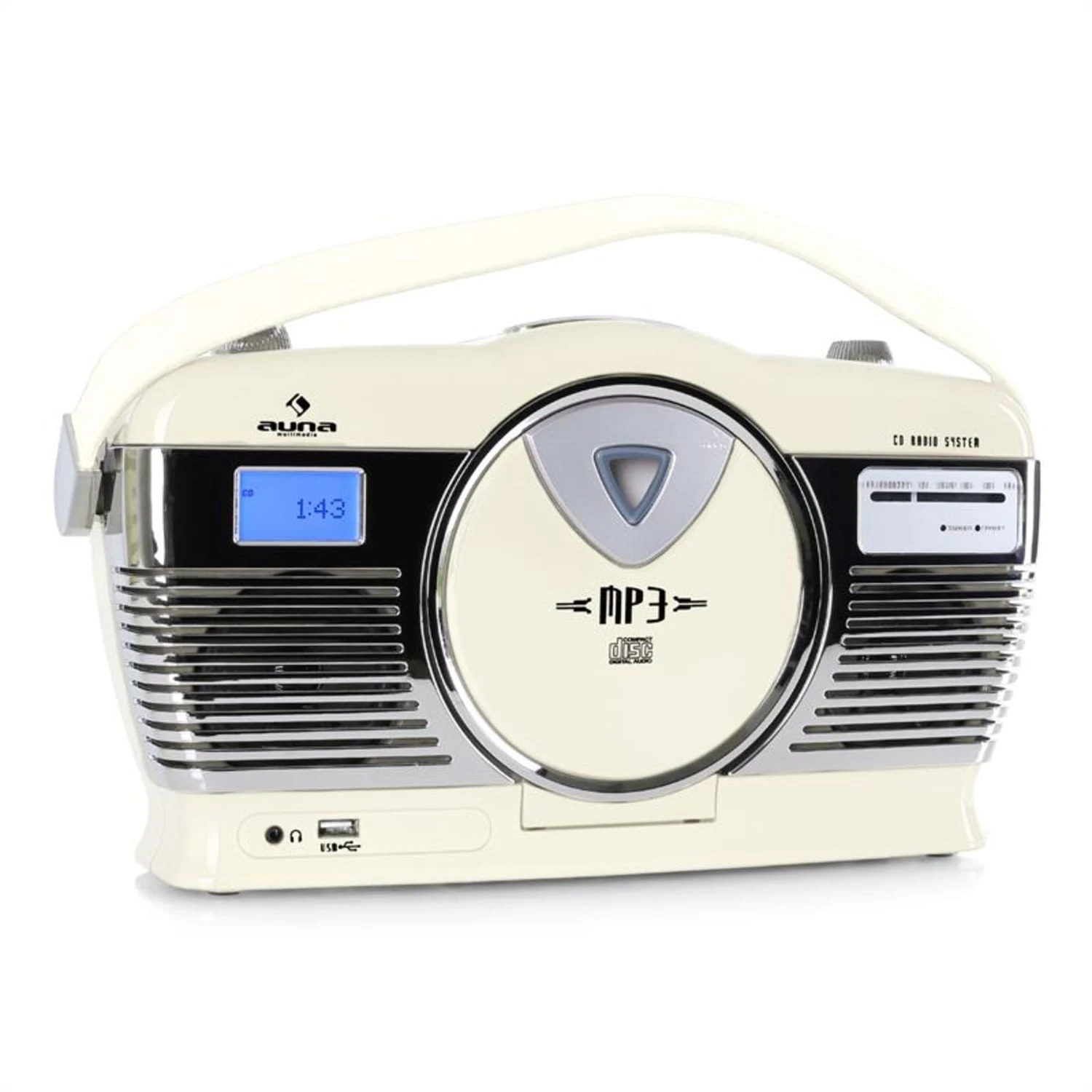 RCD-70 Retroradio UKW USB CD Batterie Creme 1 RCD-70 Retroradio UKW USB CD Batterie Creme