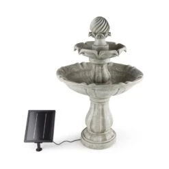 Vogelsbrunn Springbrunnen 60x90cm 3W Solar Akku Beton-Optik -Outdoor Grills Verkaufsgeschäft 10029039 yy 0005 front Blumfeldt Vogelsbrunn Zierbrunnen Solar