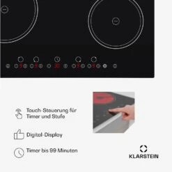 Virtuosa Keramikkochfeld Einbauherd 6500W 59x52cm 4 Zonen Glaskeramik -Outdoor Grills Verkaufsgeschäft 10029239 de 0005 usp