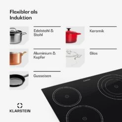 Virtuosa Keramikkochfeld Einbauherd 6500W 59x52cm 4 Zonen Glaskeramik -Outdoor Grills Verkaufsgeschäft 10029239 de 0007 usp