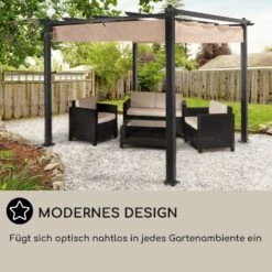 Pantheon Pergola Vordach 3x3m Aluminium Sonnendach Polyester -Outdoor Grills Verkaufsgeschäft 10029627 DE 0006 usp