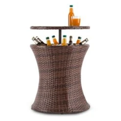 Beerboy Gartentisch Getränkekühler Ø50cm Polyrattan Bicolor Braun -Outdoor Grills Verkaufsgeschäft 10029628 yy 0005 front Blumfeldt Beerboy Gartentisch Polyrattan Kuehler