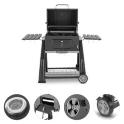 Bigfoot Holzkohlegrill Smoker BBQ-Grill 55 X 40 Cm Stahl Schwarz -Outdoor Grills Verkaufsgeschäft 10029763 yy 0004 detail Klarstein Bigfoot BBQ Grill Smoker