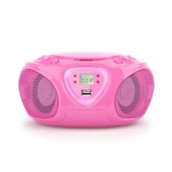 Roadie CD Boombox UKW-Radio Lichtshow CD-Player Bluetooth 5.0 -Outdoor Grills Verkaufsgeschäft 10029815 yy 0005 front auna Roadie Boombox CD AM FM Radio USB BT pink