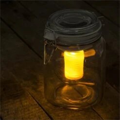 Wetterfrosch LED-Stimmungslicht Gelb/blau Einweckglas Solar Akku -Outdoor Grills Verkaufsgeschäft 10030097 yy 0005 ambient oneConcept Wetterfrosch Solarlicht LED Glas