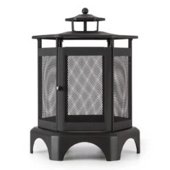 Mandala Gartenkamin Feuerstelle Thermolack Inkl. Schürhaken -Outdoor Grills Verkaufsgeschäft 10030147 yy 0003 front Fire Basket black