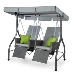 Concordia Hollywoodschaukel Gartenschaukel 185 Cm 2 Sitze Sonnendach -Outdoor Grills Verkaufsgeschäft 10030566 yy 0007 front Blumfeldt Concordia Hollywoodschaukel