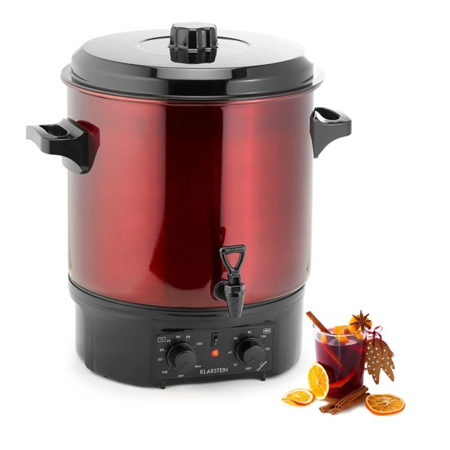 Biggie Einkochautomat Edelstahl 27 Liter 2000W Timer Rot 1 Biggie Einkochautomat Edelstahl 27 Liter 2000W Timer Rot
