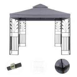 Odeon Grey Pavillon Partyzelt Festzelt 3x3m Stahl Polyester Dunkelgrau -Outdoor Grills Verkaufsgeschäft 10030686 yy 0003 detail Blumfeldt Odeon Grey Pavillon Partyzelt dunkelgrau