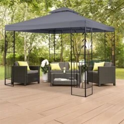 Odeon Grey Pavillon Partyzelt Festzelt 3x3m Stahl Polyester Dunkelgrau -Outdoor Grills Verkaufsgeschäft 10030686 yy 0005 ambient Blumfeldt Odeon Grey Pavillon Partyzelt dunkelgrau