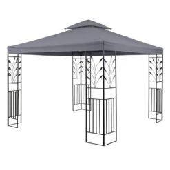 Odeon Grey Pavillon Partyzelt Festzelt 3x3m Stahl Polyester Dunkelgrau -Outdoor Grills Verkaufsgeschäft 10030686 yy 0006 front Blumfeldt Odeon Grey Pavillon Partyzelt dunkelgrau