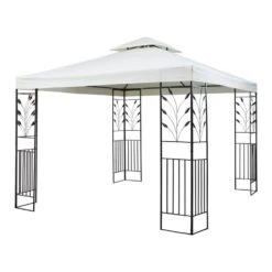 Odeon Beige Pavillon Partyzelt Festzelt 3x3m Stahl Polyester Hellbeige