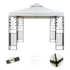 Odeon Beige Pavillon Partyzelt Festzelt 3x3m Stahl Polyester Hellbeige -Outdoor Grills Verkaufsgeschäft 10030687 yy 0003 detail Blumfeldt Odeon Beige Pavillon Partyzelt hellbeige