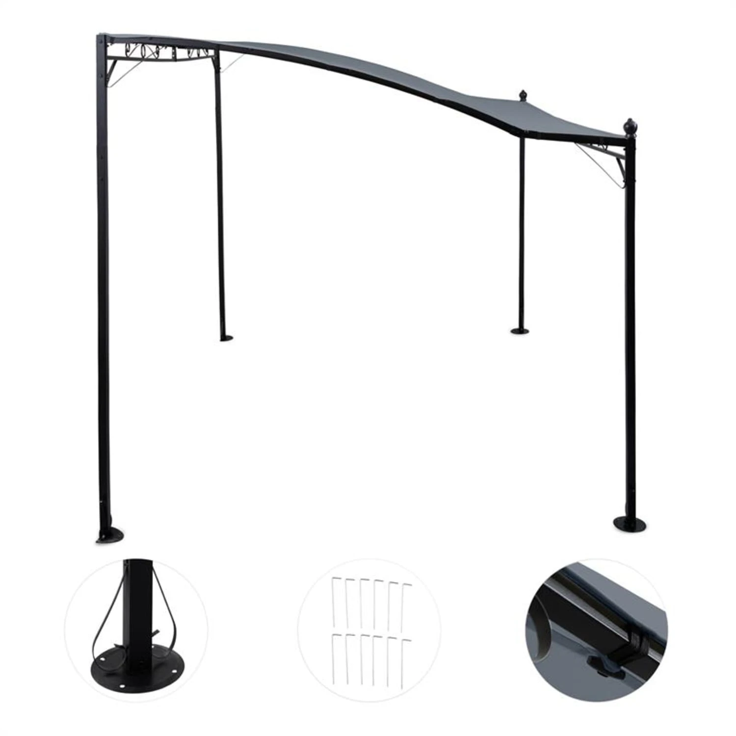 Allure Pergola Vordach Anbaupavillon 300x250cm Polyester Dunkelgrau – Bild 2