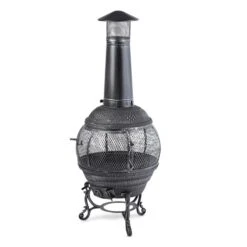 Flavius Gartenofen Terrassenofen Gusseisen/Stahl 140 Cm Silberfarben -Outdoor Grills Verkaufsgeschäft 10030722 yy 0005 titel Silver Antique Steel Cast Iron Chimnea