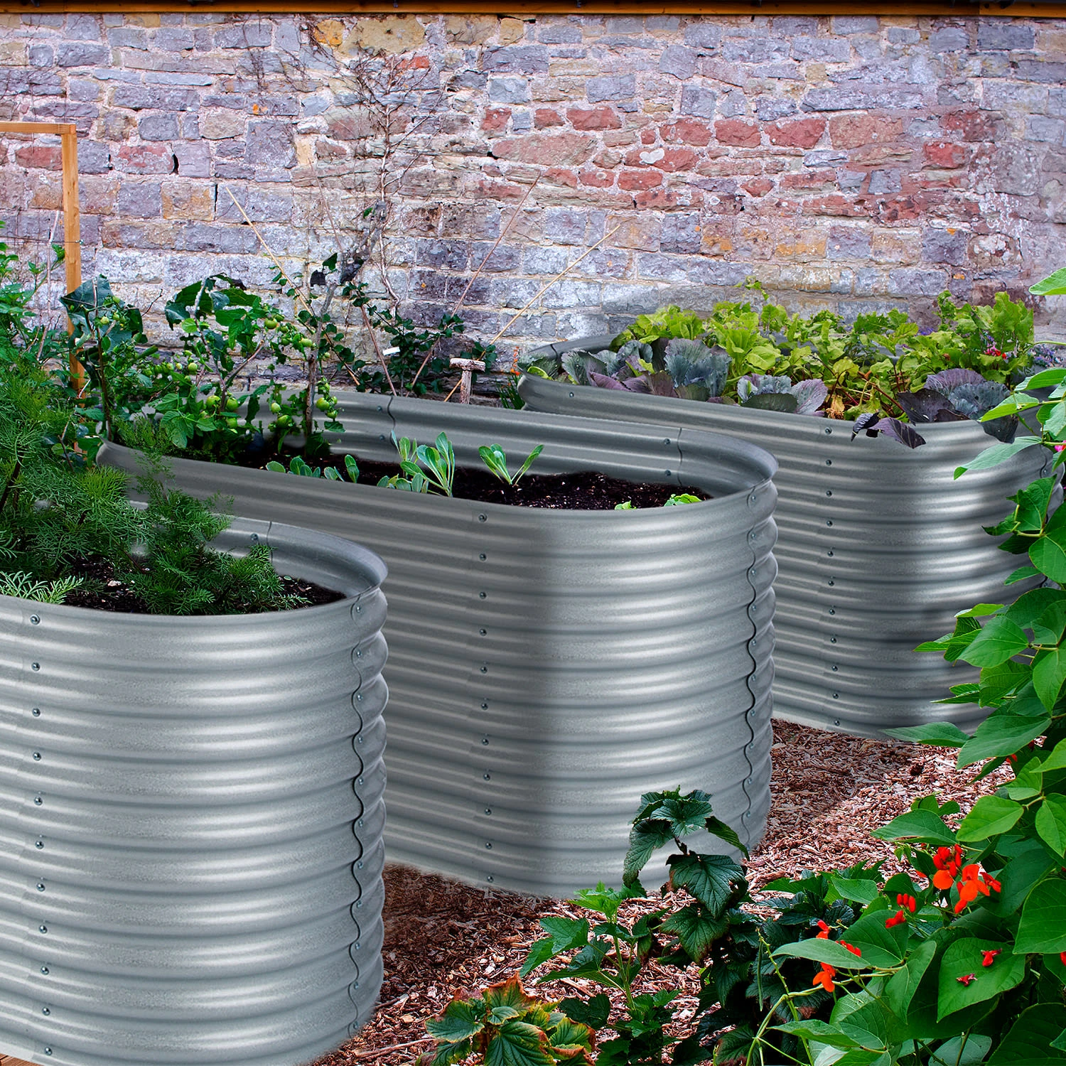 High Grow Hochbeet Gartenbeet 1,6m Zink-Alu-Beschichtung Silber 3 High Grow Hochbeet Gartenbeet 1,6m Zink-Alu-Beschichtung Silber – Bild 3