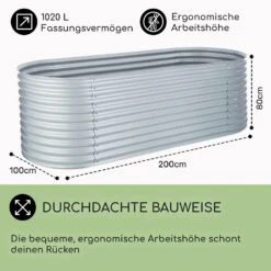 High Grow Hochbeet Gartenbeet 2,0m Zink-Alu-Beschichtung Silber -Outdoor Grills Verkaufsgeschäft 10031119 DE 0005 usp
