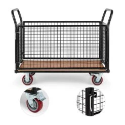 Loadster Gitterwagen Rollwagen Magazinwagen Max.500kg Holzboden -Outdoor Grills Verkaufsgeschäft 10031241 yy 0003 detail Waldbeck Loadster Gitterwagen Rollwagen schwarz reedit