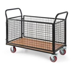 Loadster Gitterwagen Rollwagen Magazinwagen Max.500kg Holzboden -Outdoor Grills Verkaufsgeschäft 10031241 yy 0004 front Waldbeck Loadster Gitterwagen Rollwagen schwarz reedit