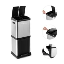 Ökosystem² Mülleimer Mülltrenner 30L (1 X15L, 2x7,5 L) PE Edelstahl -Outdoor Grills Verkaufsgeschäft 10031319 yy 0005 detail Klarstein oekosystem Muelleimer Edelstahlgehaeuse