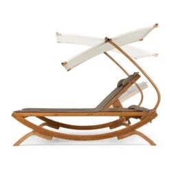 Sonnendeck Doppel-Sonnenliege Verstellbares Sonnendach Kopfkissen Weiß -Outdoor Grills Verkaufsgeschäft 10031458 yy 0003 titel side Blumfeldt Sonnendeck Doppel Sonnenliege weiss