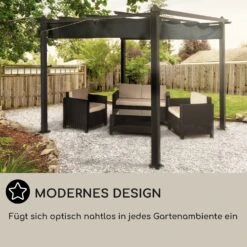Pantheon 3x3 Pergola Vordach 3x3m Aluminium Sonnendach Polyester Grau -Outdoor Grills Verkaufsgeschäft 10031882 DE 0006 usp