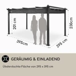 Pantheon 3x4 Pergola Vordach 3x4m Aluminium Sonnendach Polyester Grau -Outdoor Grills Verkaufsgeschäft 10031883 DE 0004 usp