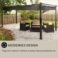 Pantheon 3x4 Pergola Vordach 3x4m Aluminium Sonnendach Polyester Grau -Outdoor Grills Verkaufsgeschäft 10031883 DE 0006 usp