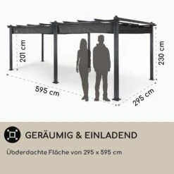 Pantheon 3x6 Pergola Vordach 3x6m Aluminium Sonnendach Polyester Grau -Outdoor Grills Verkaufsgeschäft 10031885 DE 0004 usp