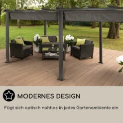Pantheon 3x6 Pergola Vordach 3x6m Aluminium Sonnendach Polyester Grau -Outdoor Grills Verkaufsgeschäft 10031885 DE 0006 usp