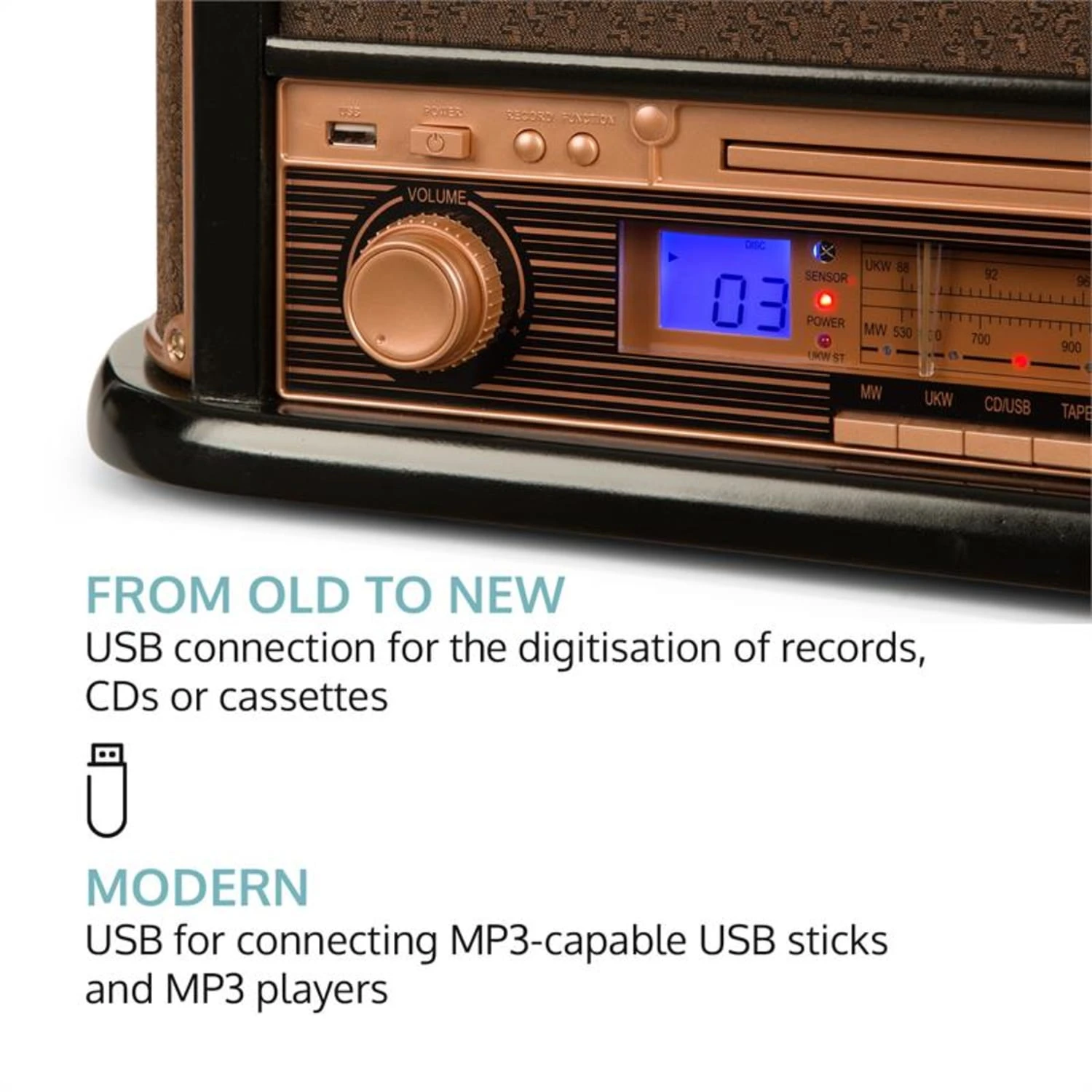 Belle Epoque 1908 Retro-Stereoanlage Plattenspieler USB CD MP3 4 Belle Epoque 1908 Retro-Stereoanlage Plattenspieler USB CD MP3 – Bild 4