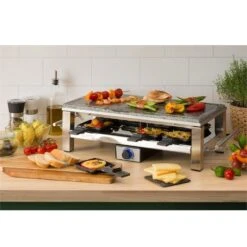 Schmelzlette Raclette 1500W Naturstein-Platte Edelstahlgehäuse -Outdoor Grills Verkaufsgeschäft 10032028 yy 0002 ambient Klarstein Schmelzlette Raclette 1500W Edelstahl