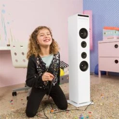 Karaboom CD Karaoke-Anlage Bluetooth MP3 USB-Charger Mikrofon FB Weiß -Outdoor Grills Verkaufsgeschäft 10032106 yy 0003 ambient auna Karaboom CD Karaoke Turm weiss