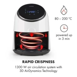 AirVital Heißluftfritteuse 1300W 2,5l CeraPlus-Antihaft Touch Weiß -Outdoor Grills Verkaufsgeschäft 10032331 yy 0004 logo Klarstein AirVital Heissluftfritteuse 1300W weiss reedit