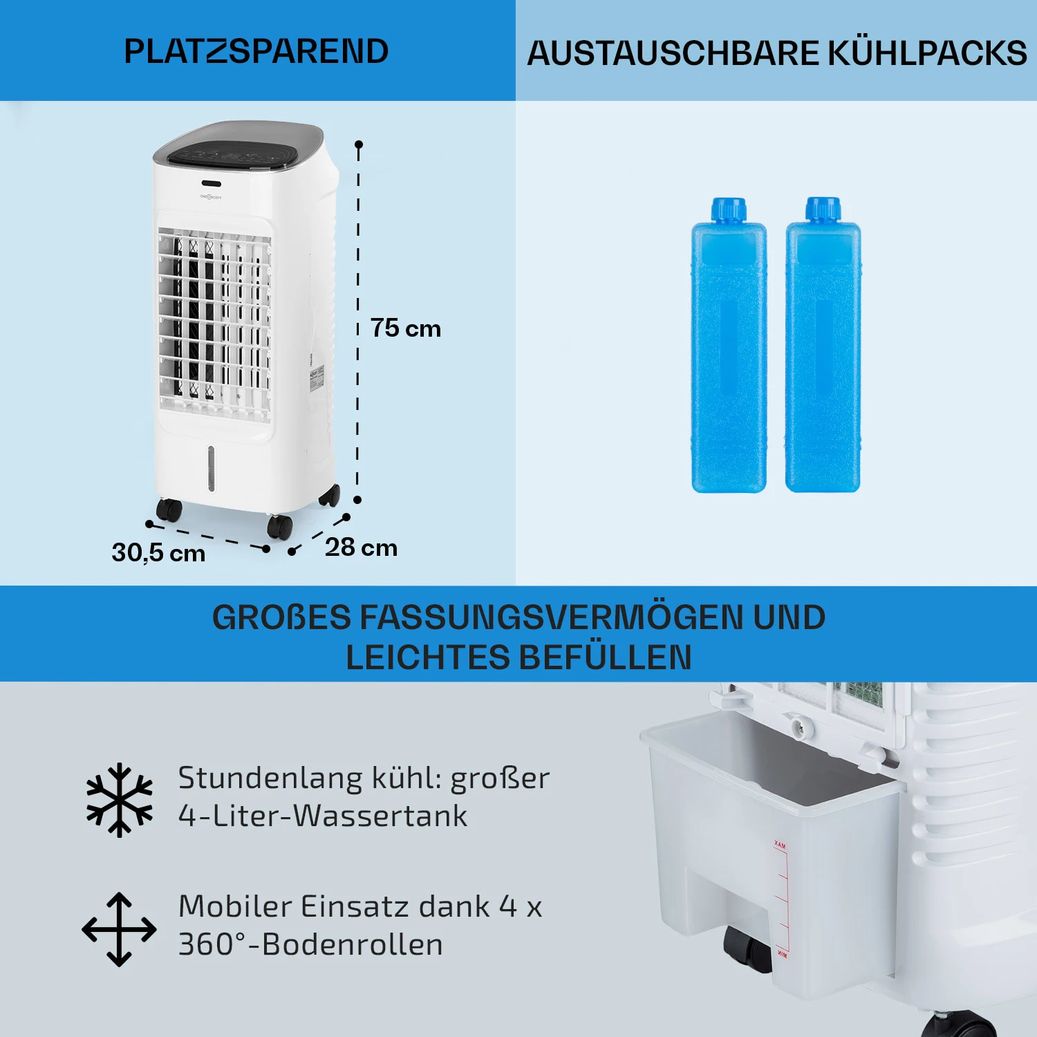 Coolster 4-in-1-Luftkühler 320 M³/h 60 W 4 Ltr Fernbedienung Mobil 6 Coolster 4-in-1-Luftkühler 320 M³/h 60 W 4 Ltr Fernbedienung Mobil – Bild 6