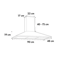 Zugspitze 90 Dunstabzugshaube Wandanbau 65W 330m³/h LED -Outdoor Grills Verkaufsgeschäft 10032682 yy 0007 dimensions