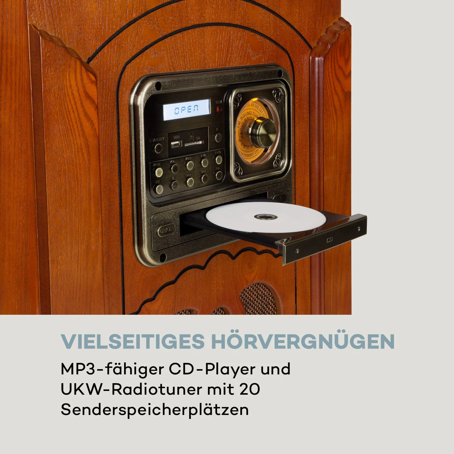 Musicbox Jukebox Plattenspieler CD-Player BT USB SD UKW-Radio Holz 5 Musicbox Jukebox Plattenspieler CD-Player BT USB SD UKW-Radio Holz – Bild 5