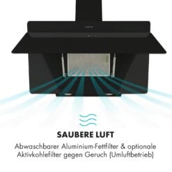 Aurica 90 Dunstabzugshaube, 90 Cm, Wandanbau, 165 W, Schwarz -Outdoor Grills Verkaufsgeschäft 10032766 de 0005 logo