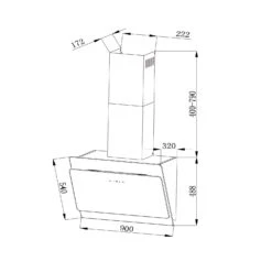 Aurica 90 Dunstabzugshaube, 90 Cm, Wandanbau, 165 W, Schwarz -Outdoor Grills Verkaufsgeschäft 10032766 yy 0009 logo
