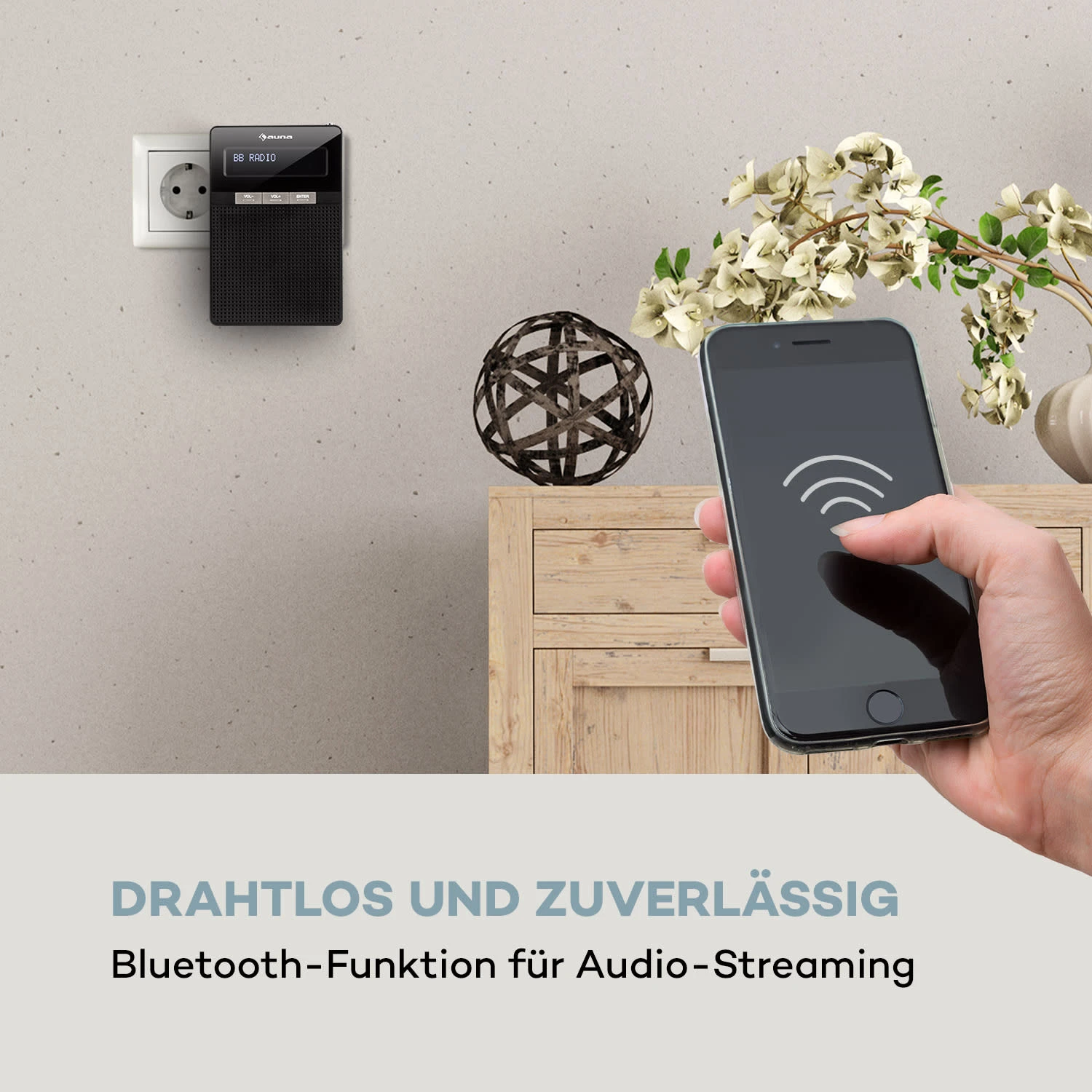 DigiPlug DAB Steckdosen-Radio, DAB+, UKW/PLL, BT, LCD-Display, Schwarz 6 DigiPlug DAB Steckdosen-Radio, DAB+, UKW/PLL, BT, LCD-Display, Schwarz – Bild 6