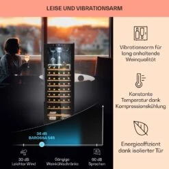 Barossa 54 Uno Weinkühlschrank 155 L 54 Flaschen Glastür Touch LED -Outdoor Grills Verkaufsgeschäft 10032925 de 0004 usp