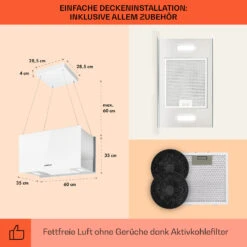 Kronleuchter L Inselabzugshaube 60cm Abluft: 590m³/h LED Touch Glas Weiß -Outdoor Grills Verkaufsgeschäft 10033107 de 0005 usp