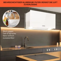 Kronleuchter L Inselabzugshaube 60cm Abluft: 590m³/h LED Touch Glas Weiß -Outdoor Grills Verkaufsgeschäft 10033107 de 0006 usp