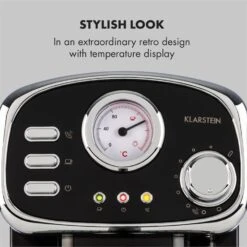 Espressionata Gusto Espressomaschine 1100W 15 Bar Druck Schwarz -Outdoor Grills Verkaufsgeschäft 10033209 yy 0003 logo Klarstein Espressionata Gusto Espressomaschine