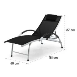 Sun Valley Sonnenliege Zusammenklappbar Kopfkissen Schwarz -Outdoor Grills Verkaufsgeschäft 10033307 yy 0009 logo Blumfeldt Sun Valley Sonnenliege schwarz