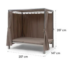 Eremitage Double Sunbed 2 Pers Stahl-Rahmen Sonnendach Vorhänge Taupe -Outdoor Grills Verkaufsgeschäft 10033316 yy 0010 dimensions