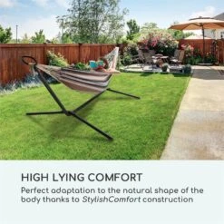 Sri Lanka Swing Hängematte Stahlrahmen 160 Kg Max. Gestreift -Outdoor Grills Verkaufsgeschäft 10033371 yy 0003 logo Blumfeldt Sri Lanka Swing Haengematte gestreift